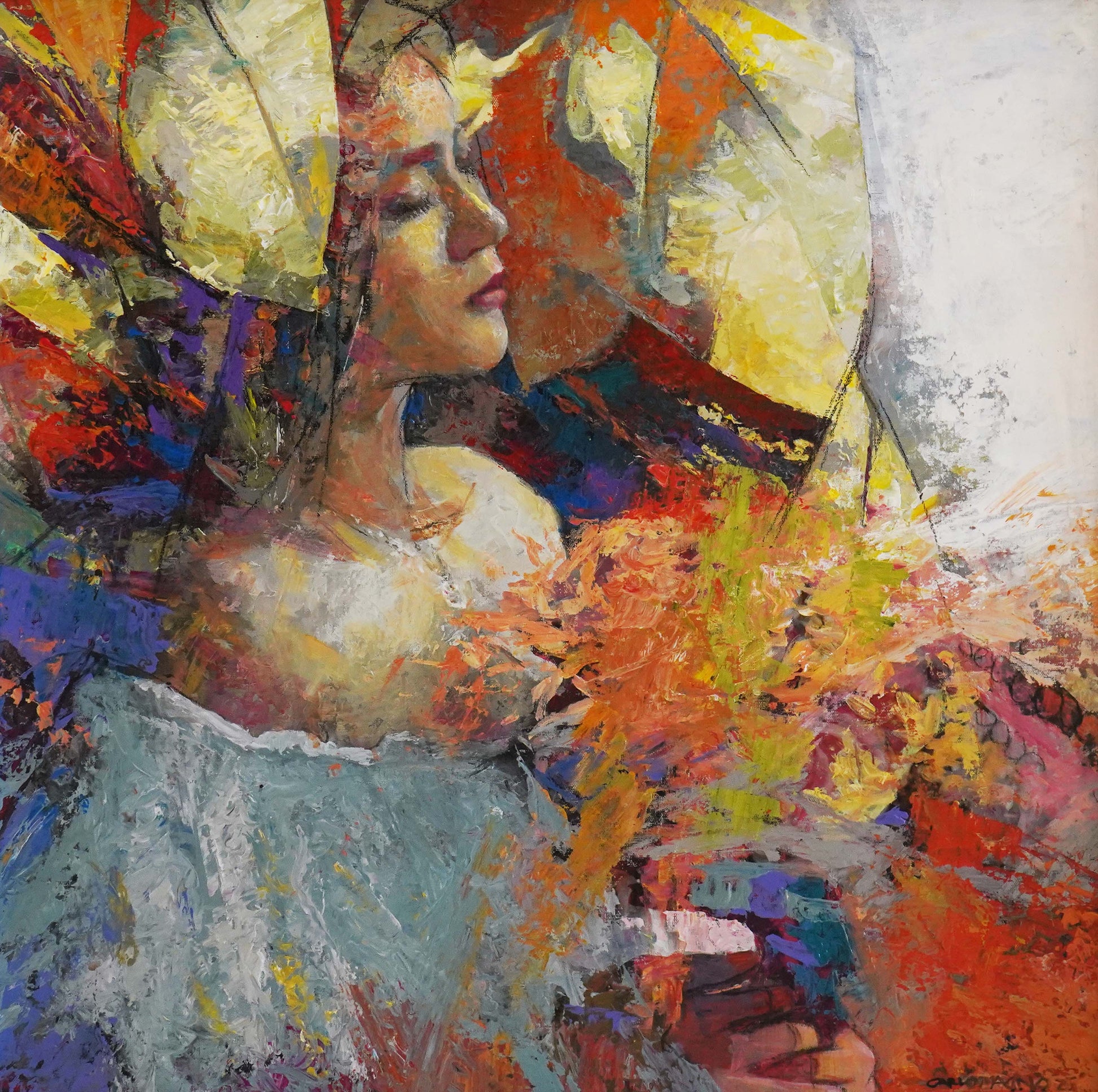 Sunshine Garden 18”x 18” Mixed Media on Canvas 2025