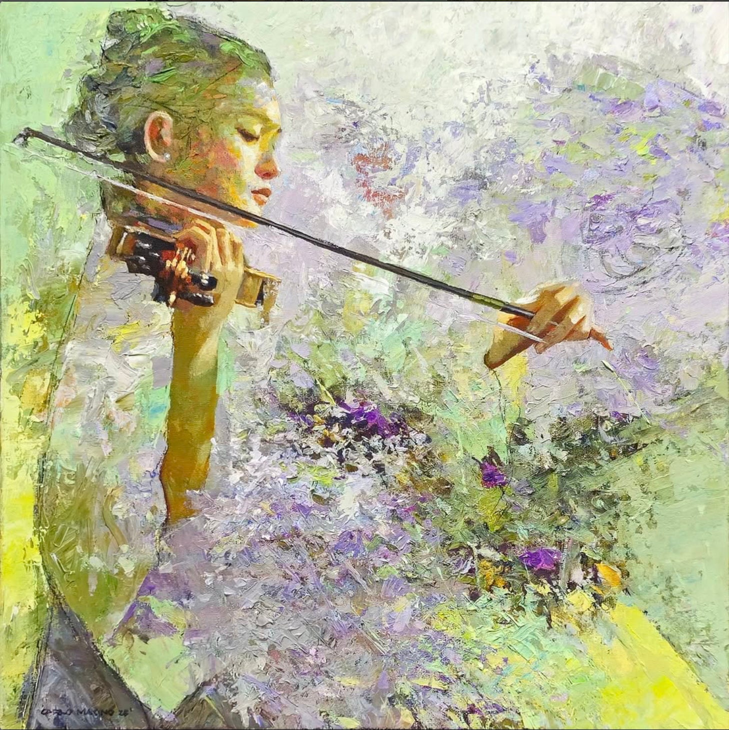 Lavenders and a Song 18”x 18” Mixed Media on Canvas 2025