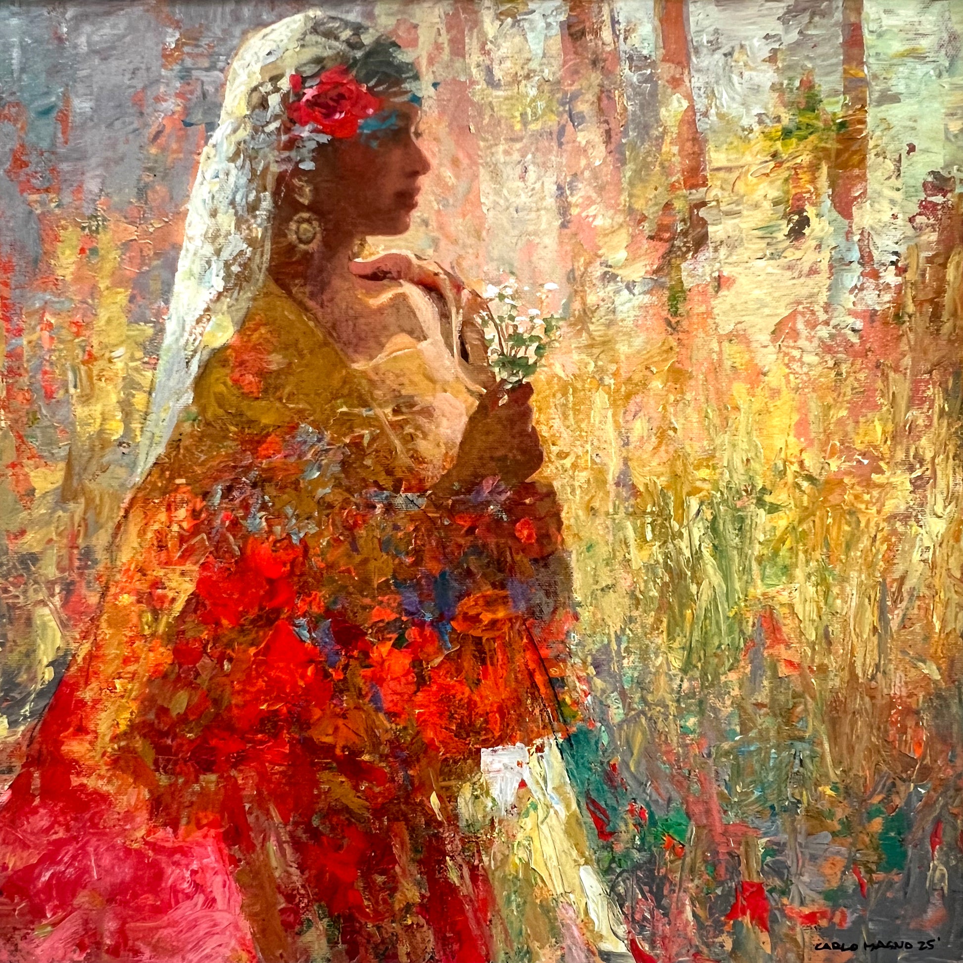 Old Veil 18”x 18” Mixed Media on Canvas 2025