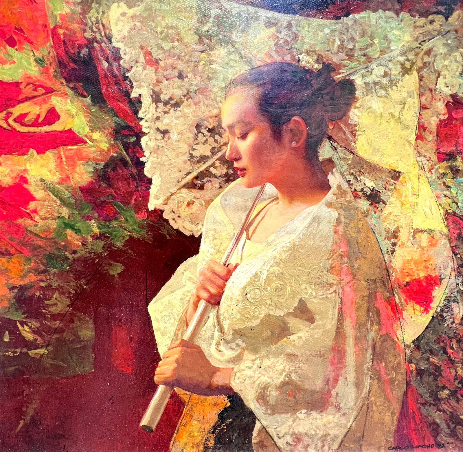 Chroma and Shadow 18”x 18” Mixed Media on Canvas 2025