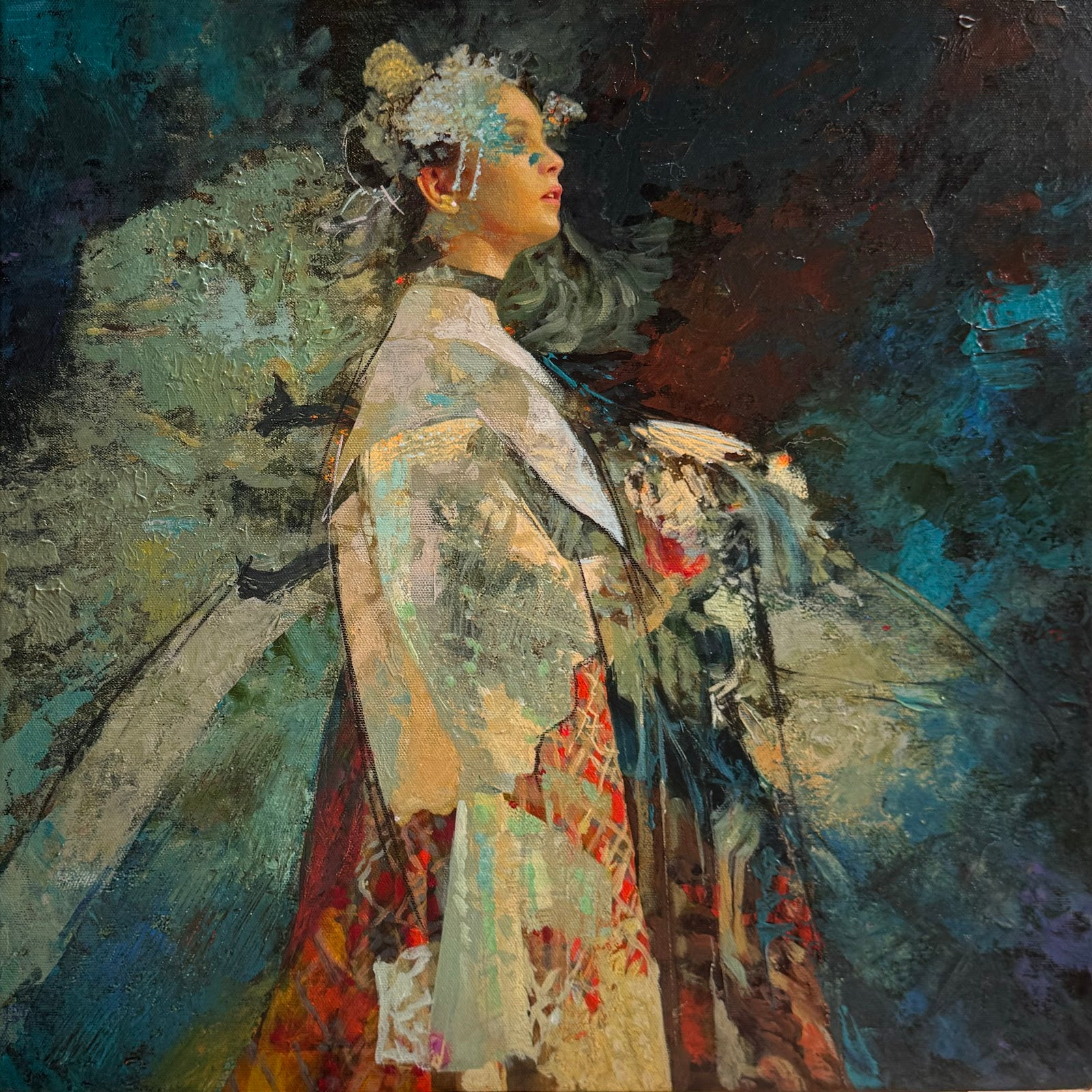 Moonlight 18”x 18” Mixed Media on Canvas 2025