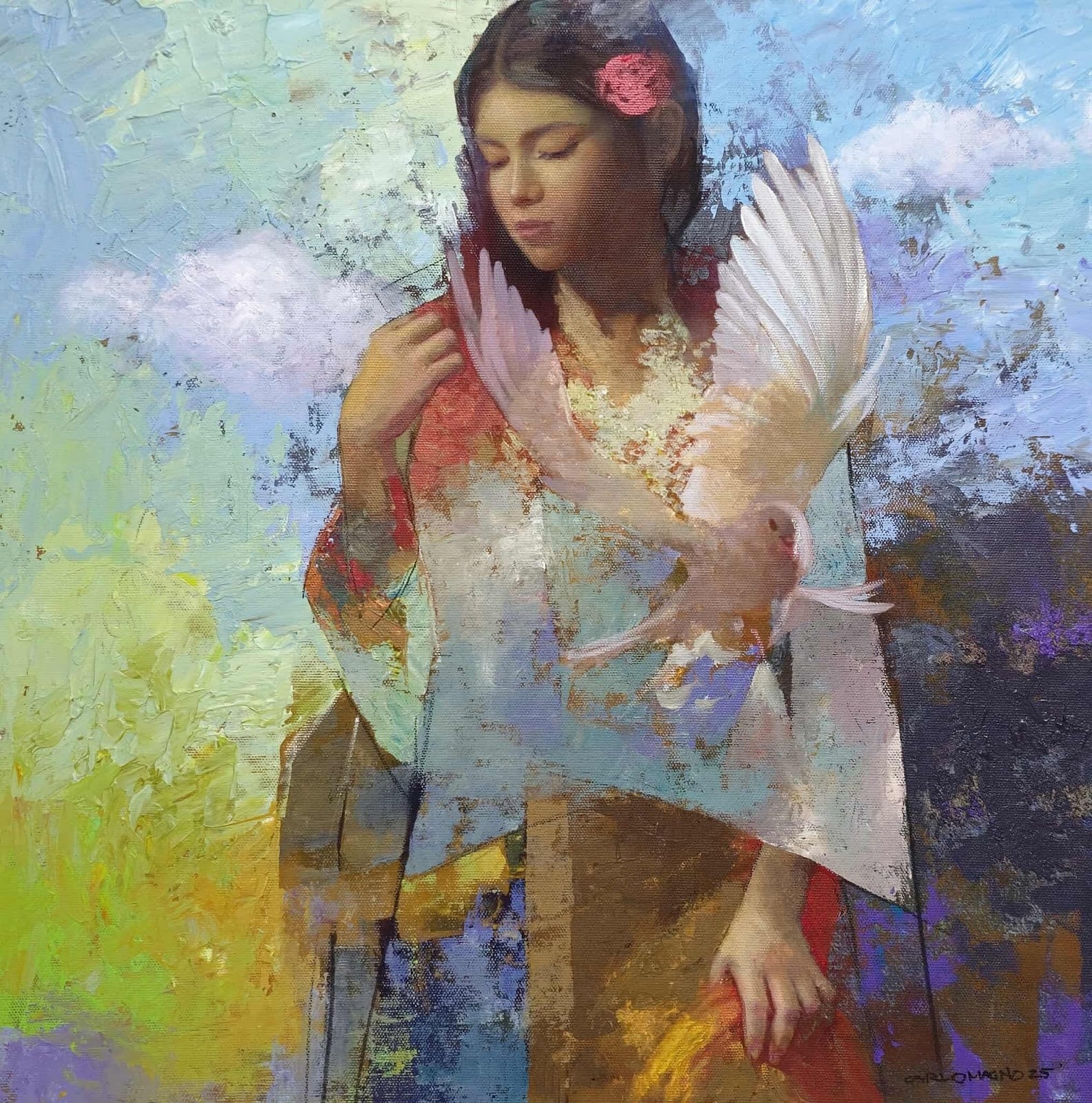 Song of the Clouds  18”x 18”  Mixed Media on Canvas  2025