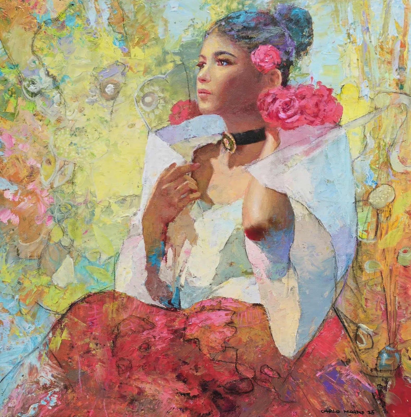 Taming of the Bloom  18”x 18”  Mixed Media on Canvas  2025